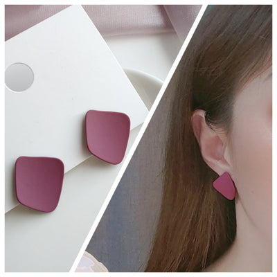 Square Matte Purple Invisible Clip On Earrings
