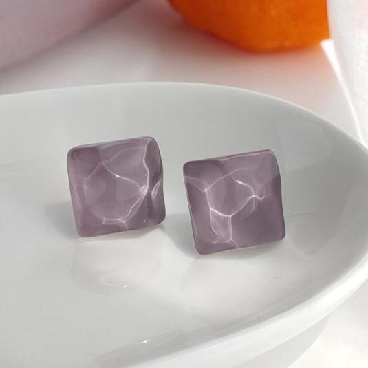 Translucent Light Purple Square Crystal Invisible Clip On Earrings