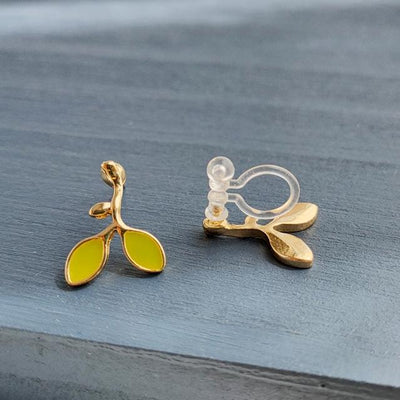 Green Leaf Invisible Clip On Earrings
