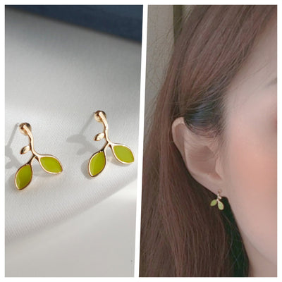 Green Leaf Invisible Clip On Earrings