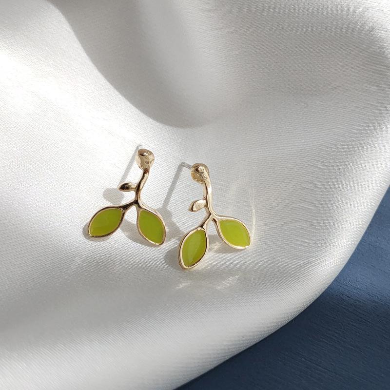 Green Leaf Invisible Clip On Earrings