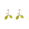 Green Leaf Invisible Clip On Earrings