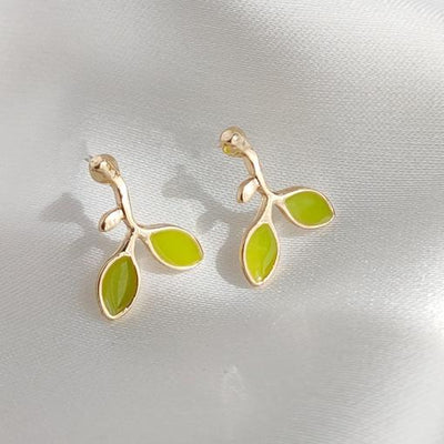 Green Leaf Invisible Clip On Earrings