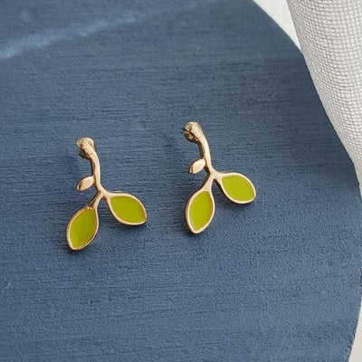 Green Leaf Invisible Clip On Earrings