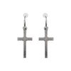 Dangle Silver Unisex Cross Hoop Invisible Clip On Stud Earrings