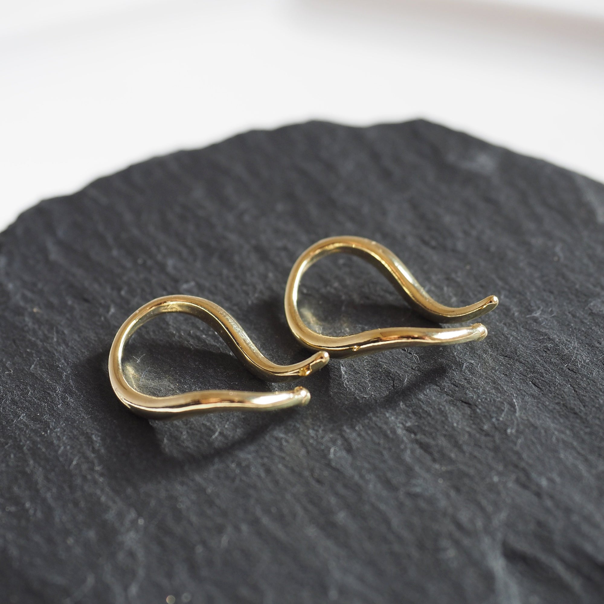 Gold Organic Shaped HoopEar Cuff Clip On Earrings