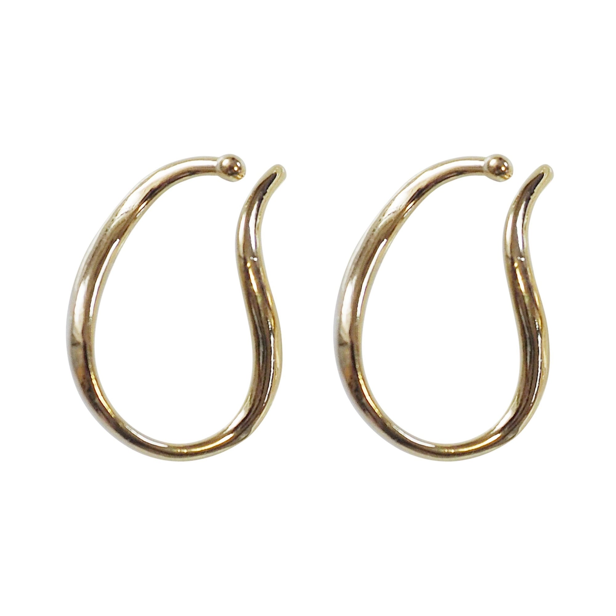 Gold Organic Shaped HoopEar Cuff Clip On Earrings