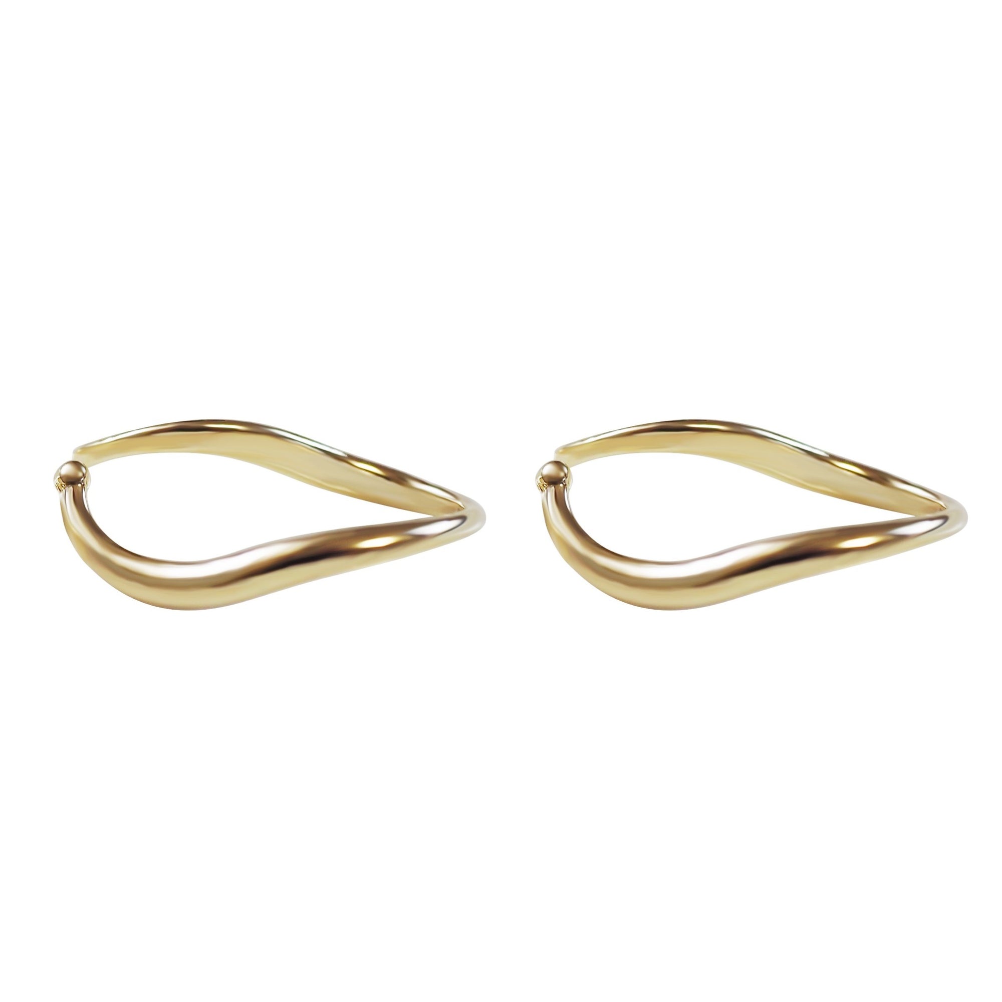 Gold Organic Shaped HoopEar Cuff Clip On Earrings