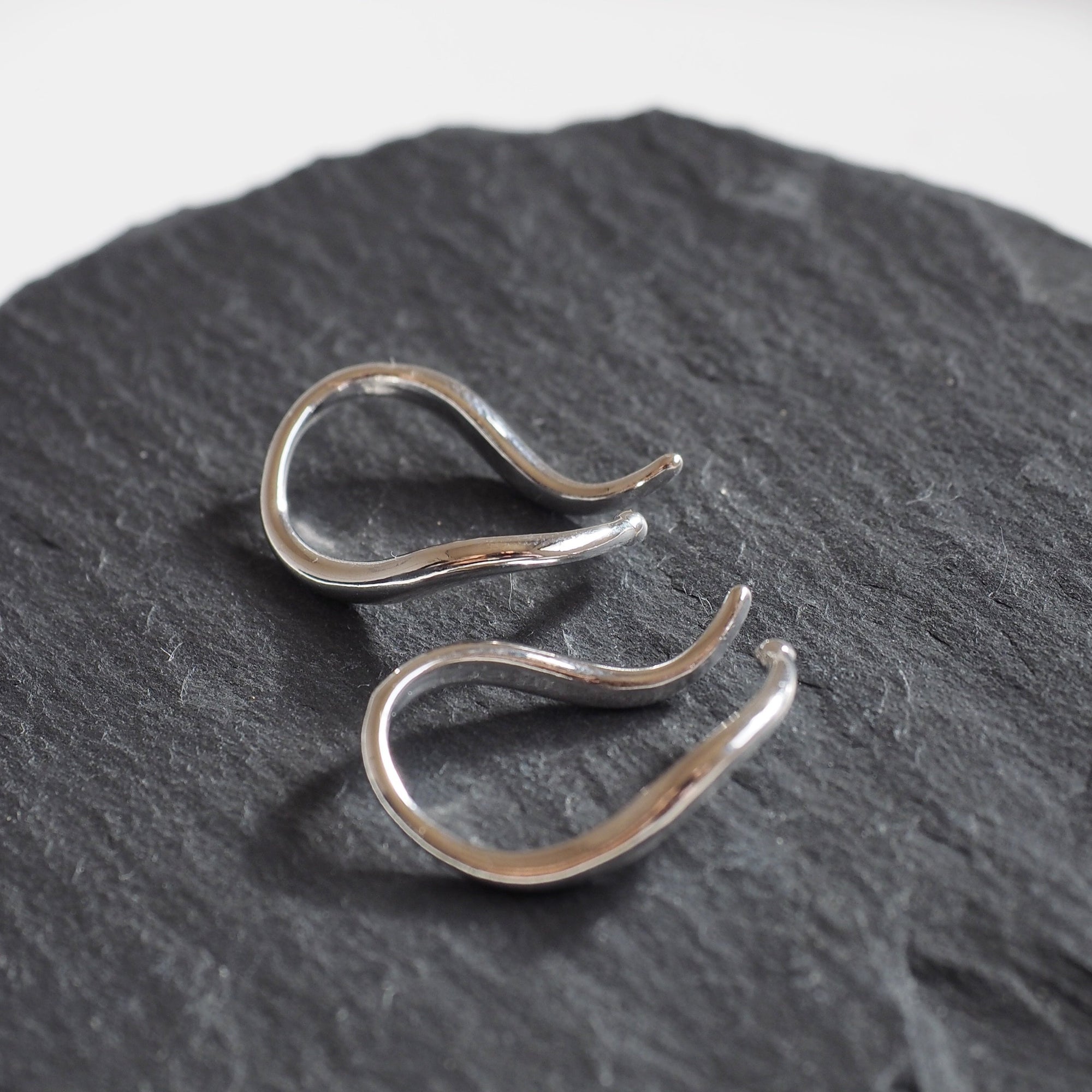 Silver Organic Shaped HoopEar Cuff Clip On Earrings