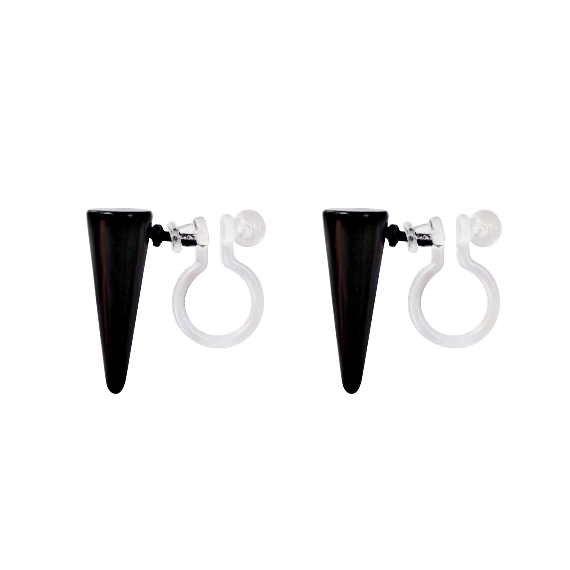 Small Black Spike BTS K-POP Invisible Clip On Earrings