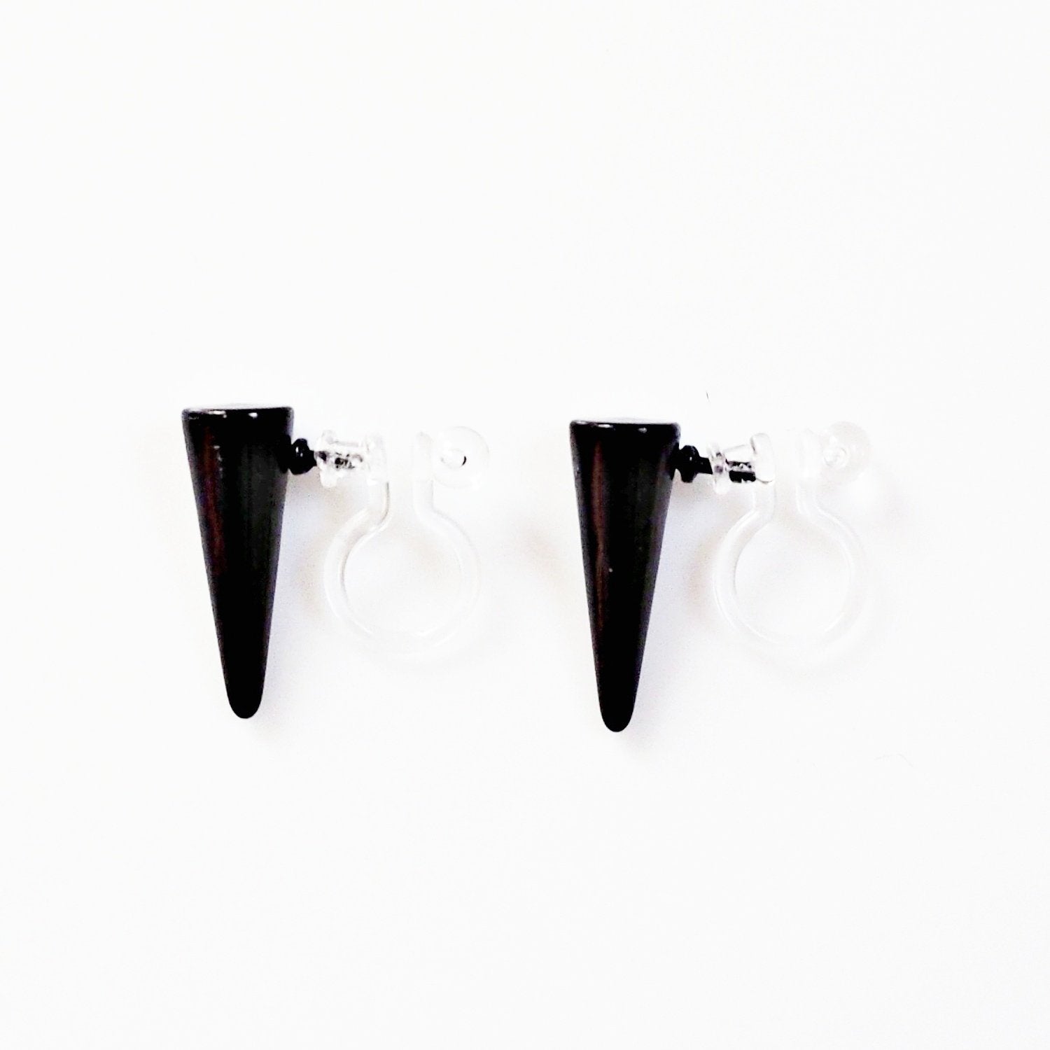 Small Black Spike BTS K-POP Invisible Clip On Earrings