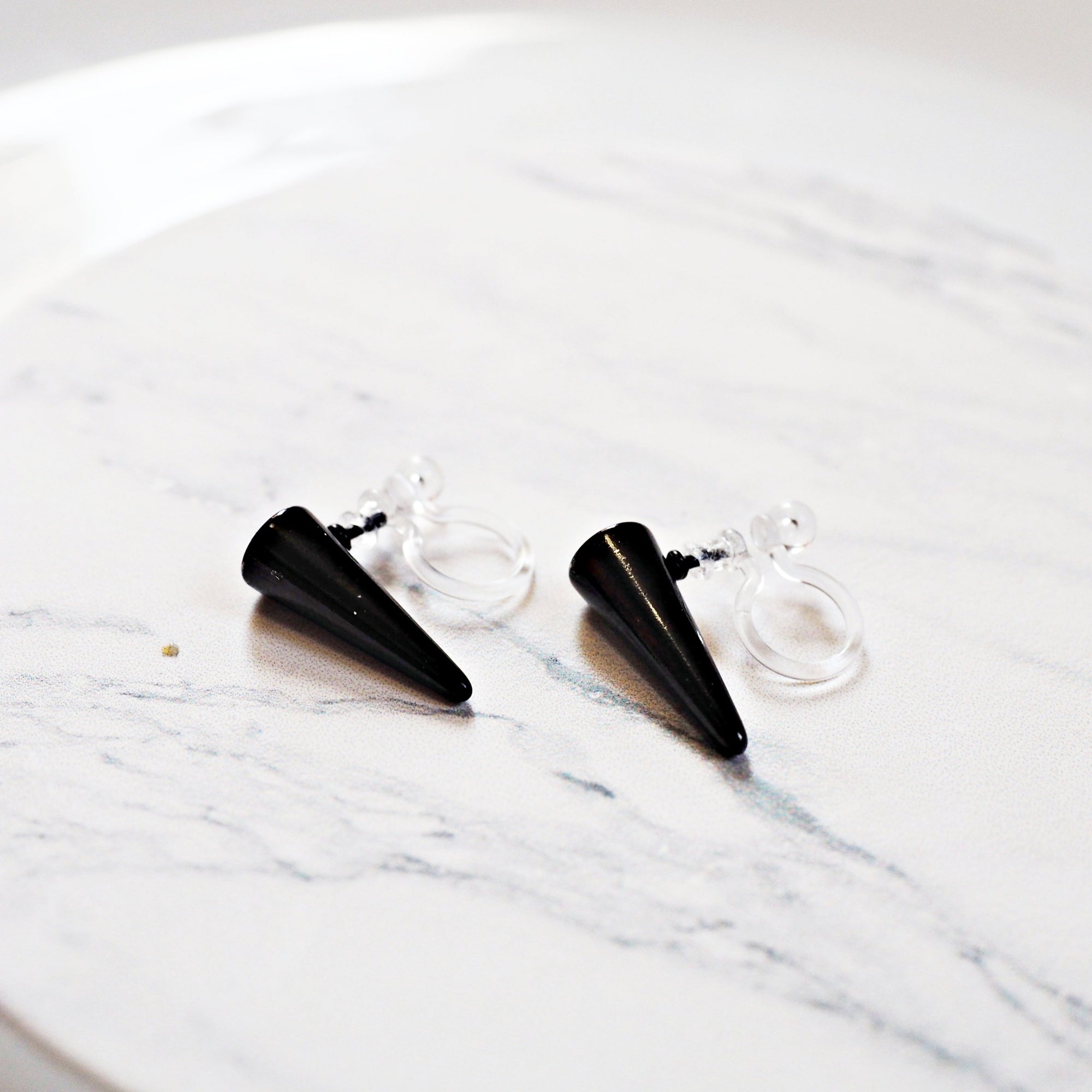 Small Black Spike BTS K-POP Invisible Clip On Earrings