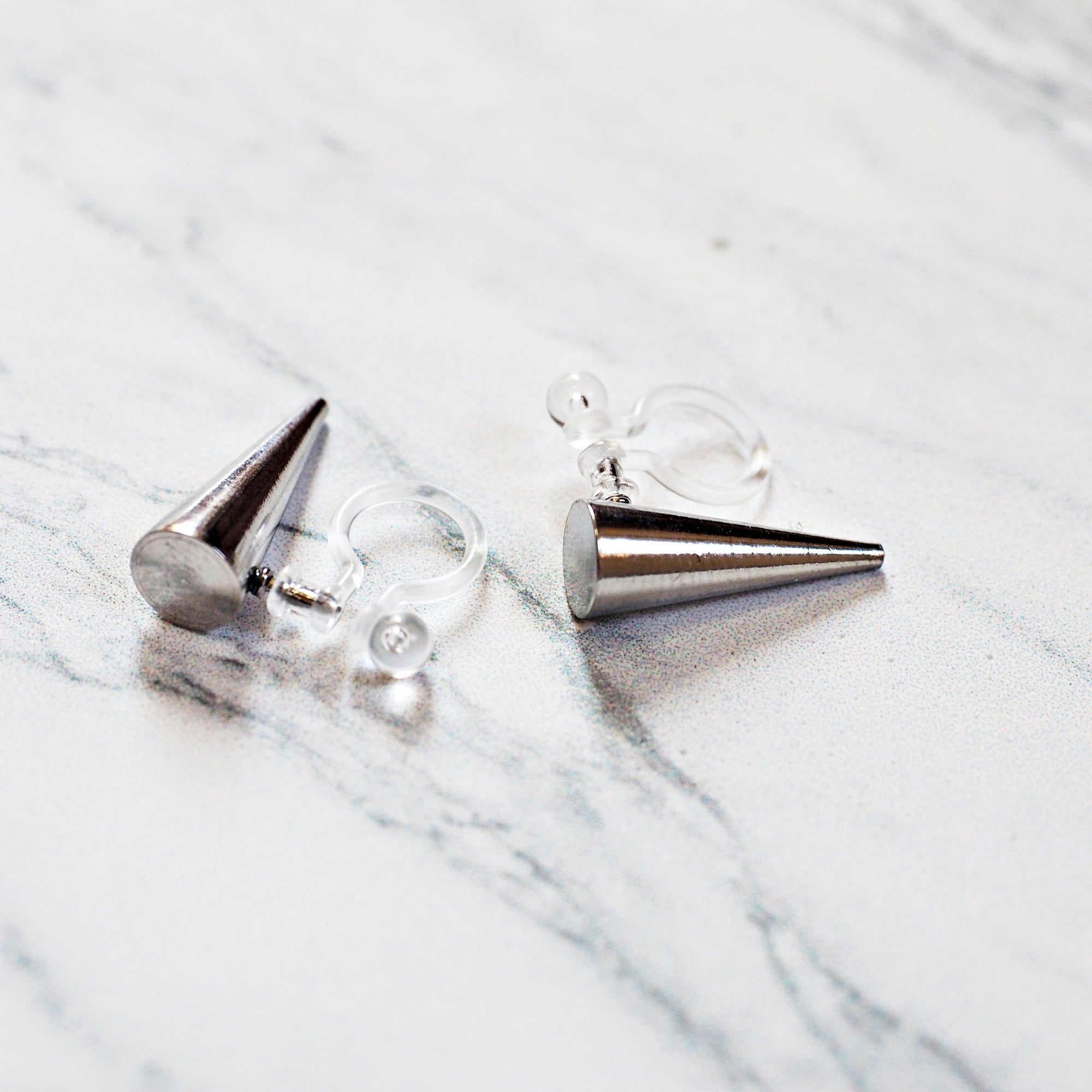 Small Silver Spike BTS K-POP Invisible Clip On Earrings