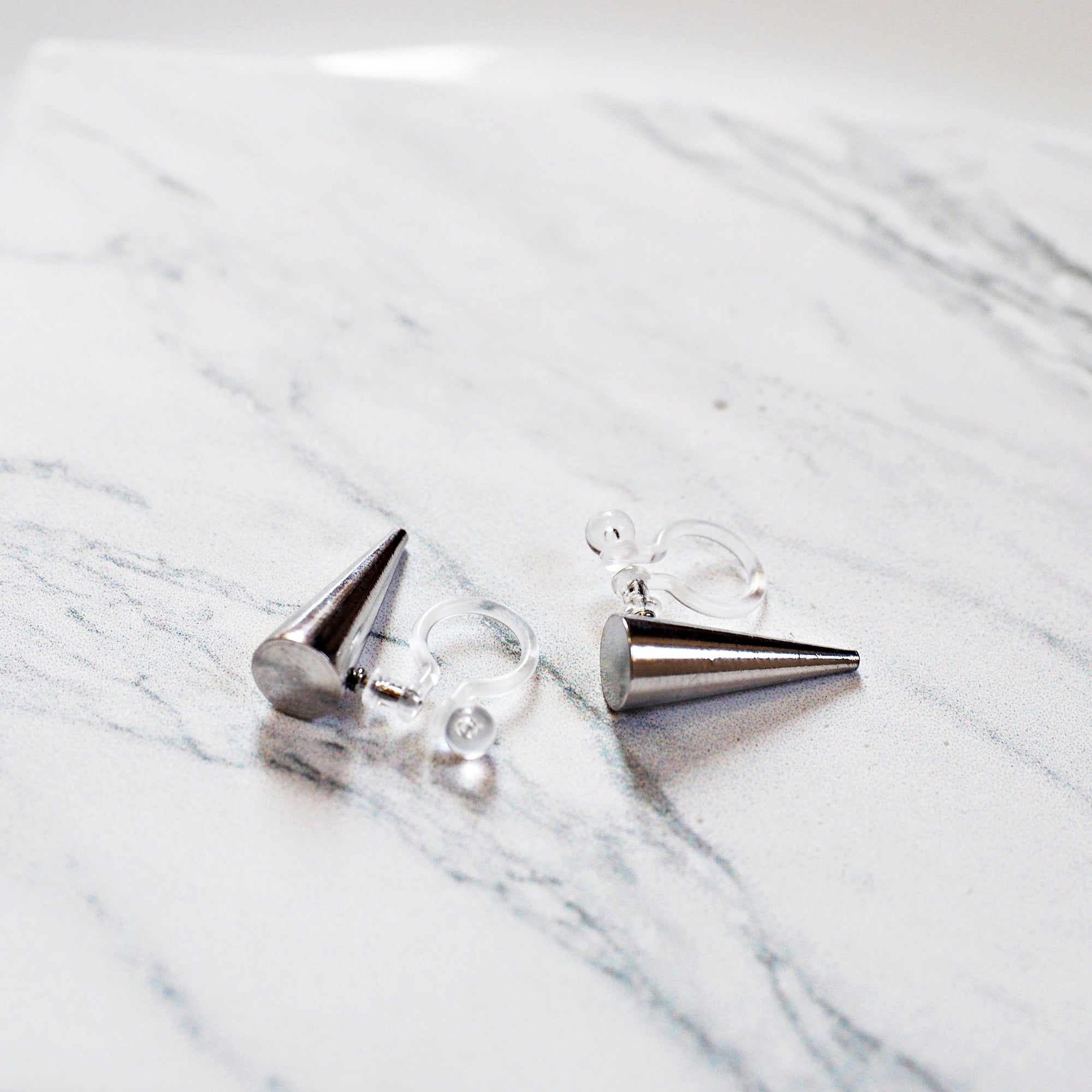 Small Silver Spike BTS K-POP Invisible Clip On Earrings