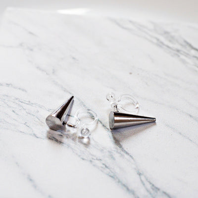 Small Silver Spike BTS K-POP Invisible Clip On Earrings