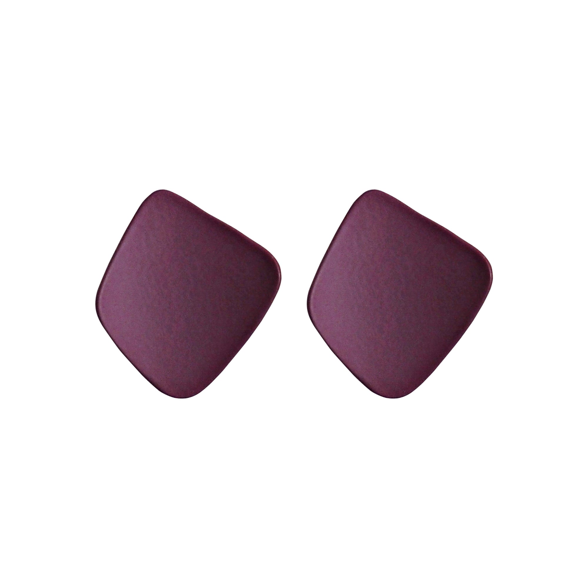 Square Matte Purple Invisible Clip On Earrings