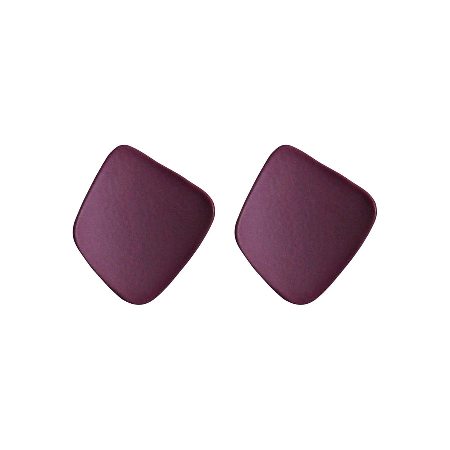Square Matte Purple Invisible Clip On Earrings