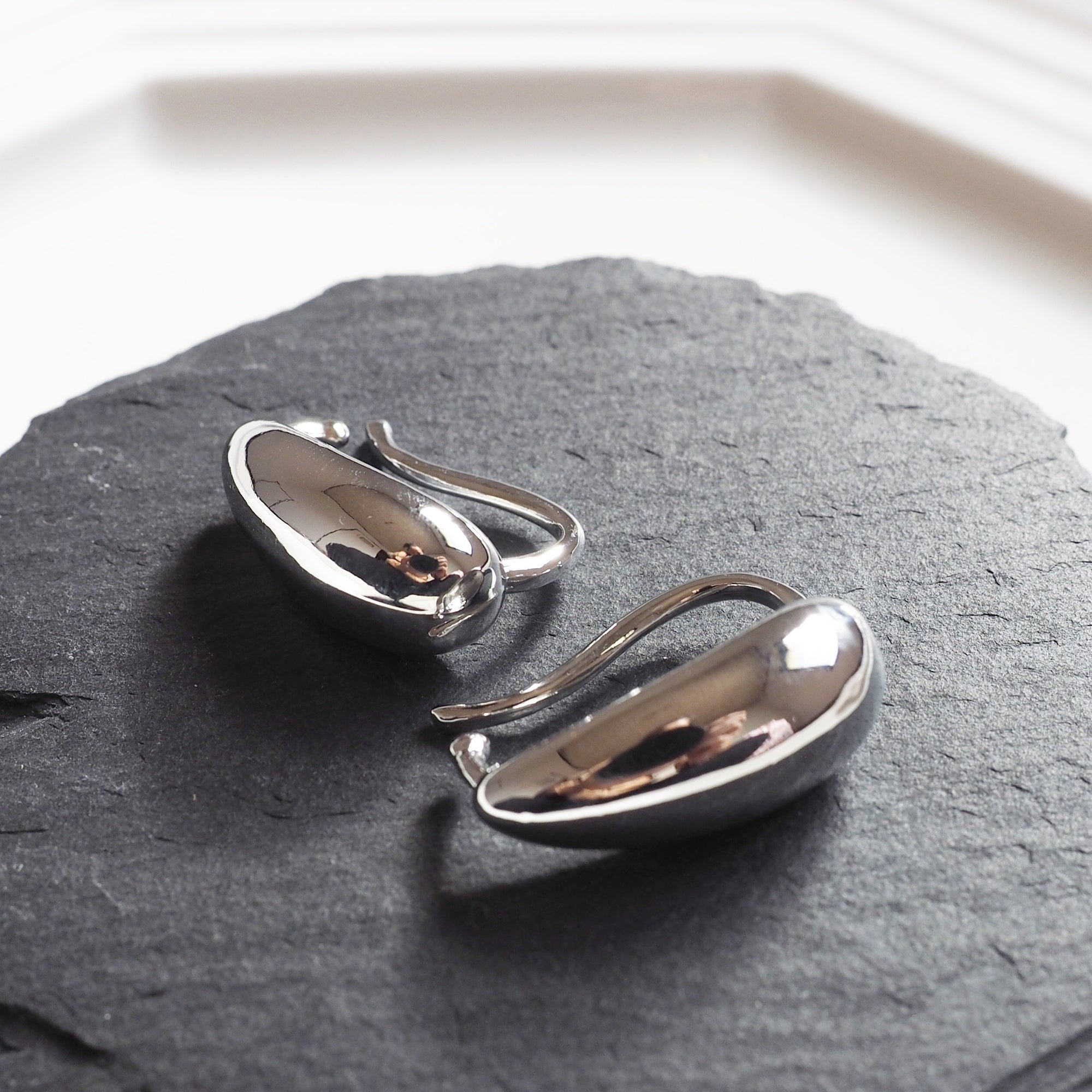 Silver Teardrop Ear Cuff Clip On Earrings