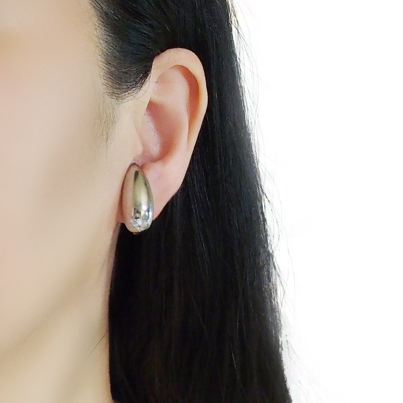 Silver Teardrop Ear Cuff Clip On Earrings