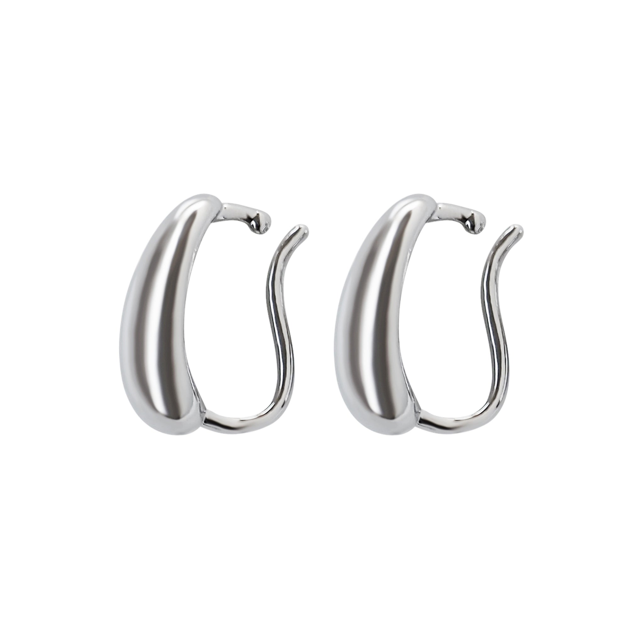 Silver Teardrop Ear Cuff Clip On Earrings
