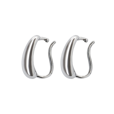 Silver Teardrop Ear Cuff Clip On Earrings