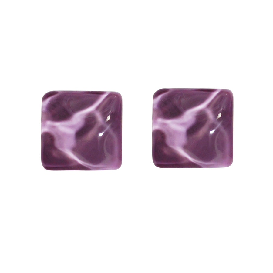 Translucent Light Purple Square Crystal Invisible Clip On Earrings