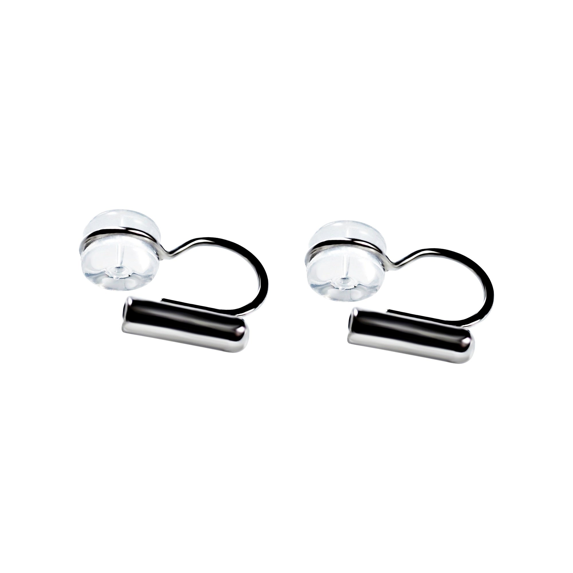 Silver Clip Angle Adjustable Spiral Clip On Earring Converters With Silicone Pad