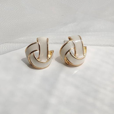 White Knot Invisible Clip On Earrings