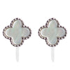 Silver Four Leaf Mother Of Pearl Invisible Clip On Stud Earrings