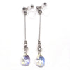 Aurora Borealis Teardrop Swarovski Invisible Clip On Earrings ( Silver tone ) - Miyabi Grace