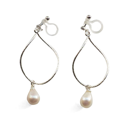 Freshwater pearl invisible clip on hoop earrings - miyabigracejewelry.com