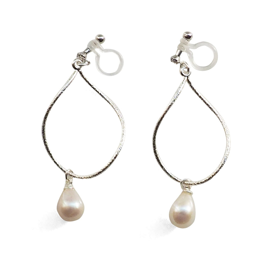 Freshwater pearl invisible clip on hoop earrings - miyabigracejewelry.com
