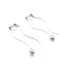 Double Sided White Freshwater Pearl with Wave Bar Invisible Clip On Earrings (Silver tone) - miyabigracejewelry.com