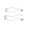 Double Sided White Freshwater Pearl with Wave Bar Invisible Clip On Earrings (Silver tone) - miyabigracejewelry.com
