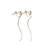 Double Sided White Freshwater Pearl Invisible Clip On Stud Earrings (Gold tone Wave Bar) - miyabigracejewelry.com