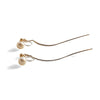 Double Sided White Freshwater Pearl Invisible Clip On Stud Earrings (Gold tone Wave Bar) - miyabigracejewelry.com