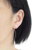 Double Sided White Freshwater Pearl Invisible Clip On Stud Earrings (Silver tone Wave Bar) - miyabigracejewelry.com