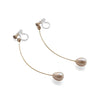White Teardrop Freshwater Pearl Invisible Clip On Earrings (Gold tone Wave Bar) - miyabigracejewelry.com