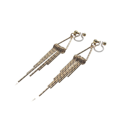 Gold fringe invisible clip on earrings - miyabigracejewelry.com