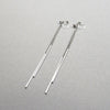 Long silver bar invisible clip on earrings - Miyabi Grace