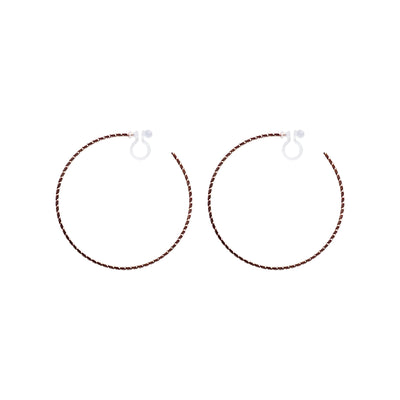 Rose Gold Large Thin Invisible Clip On Hoop Earrings - Miyabi Grace
