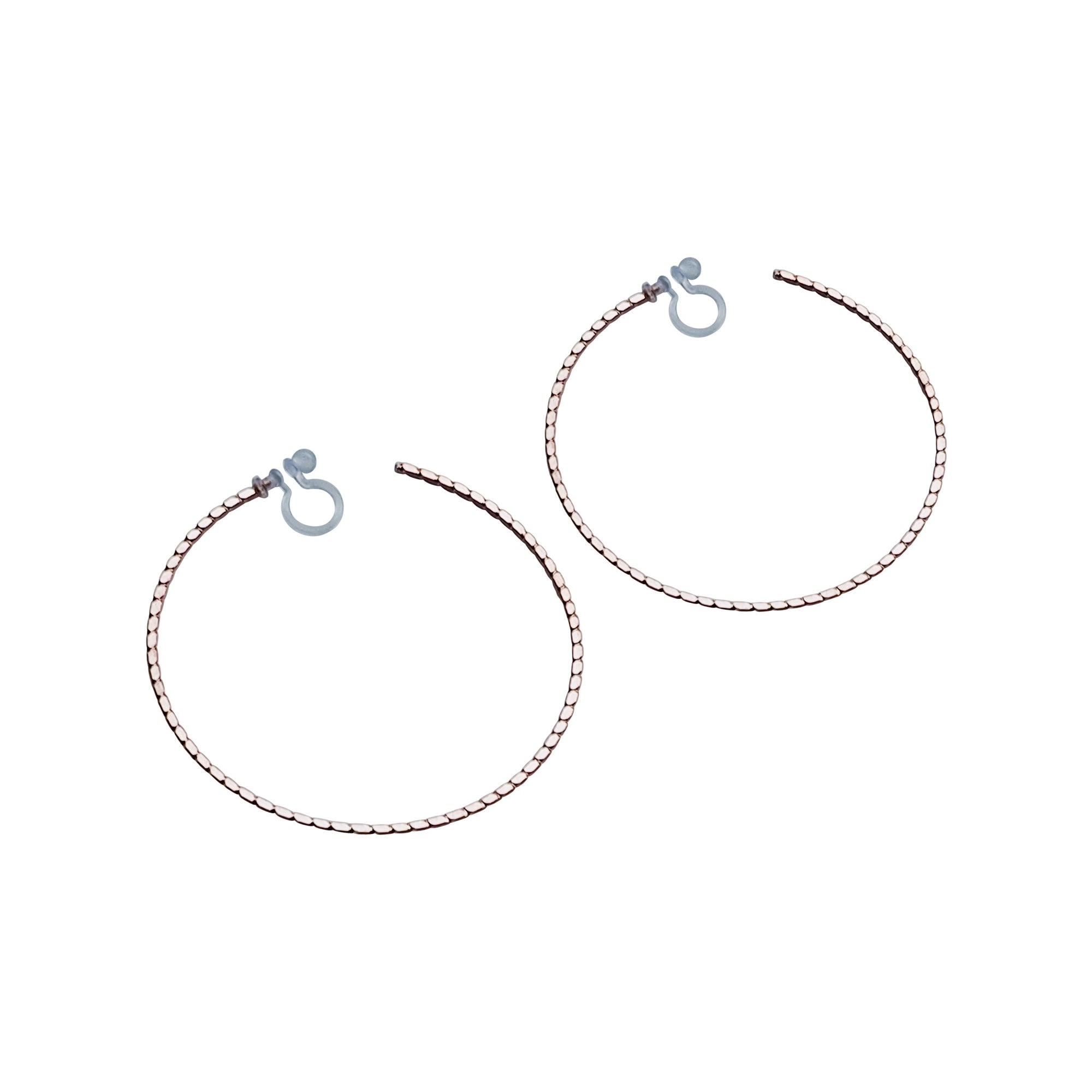 Rose Gold Large Thin Invisible Clip On Hoop Earrings - Miyabi Grace