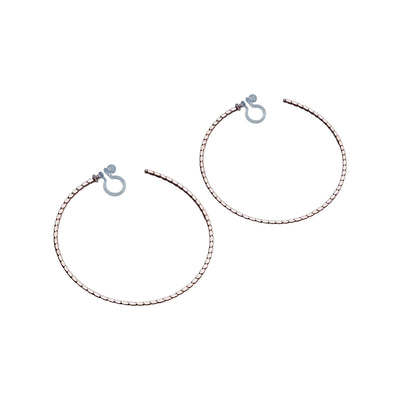 Rose Gold Large Thin Invisible Clip On Hoop Earrings - Miyabi Grace