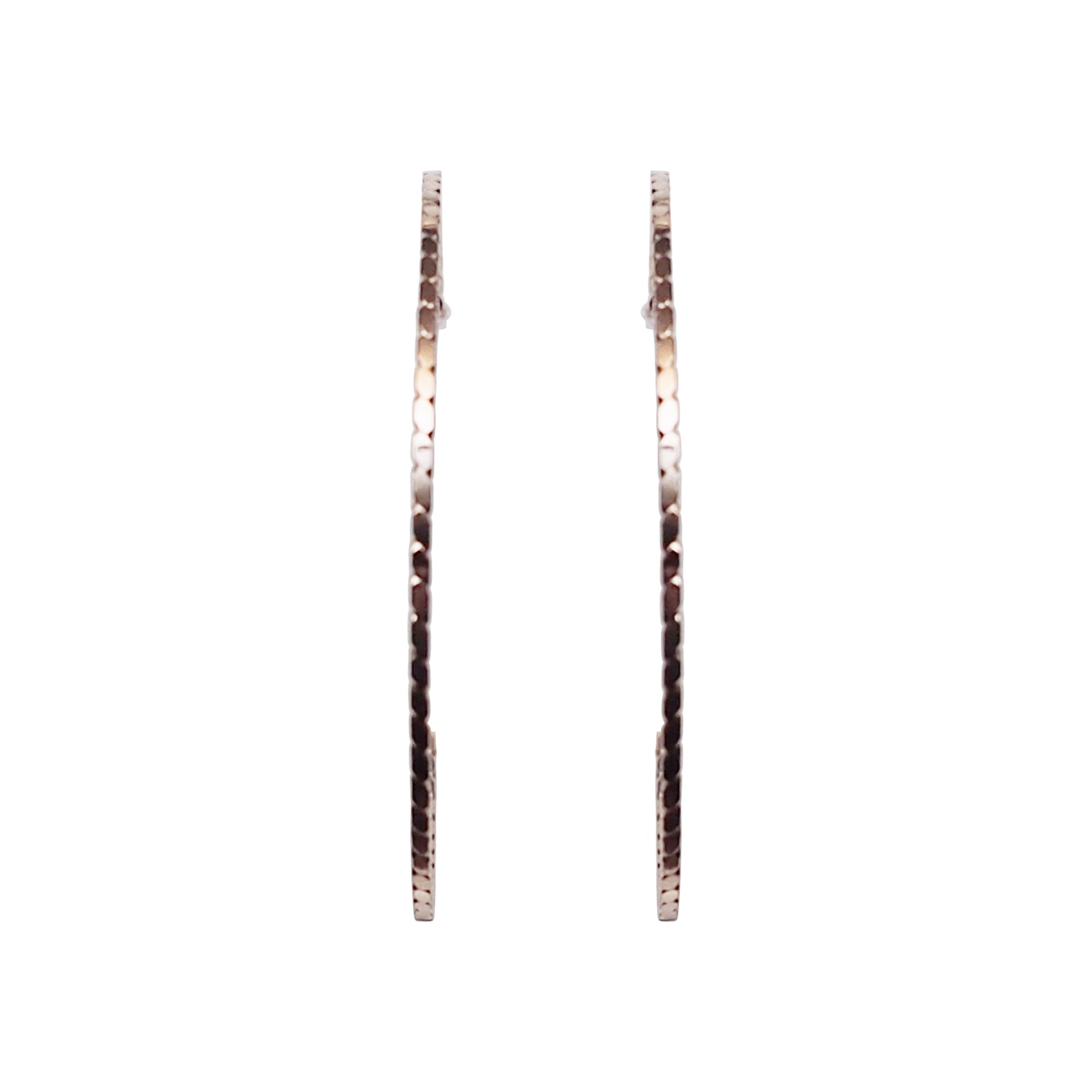 Rose Gold Large Thin Invisible Clip On Hoop Earrings - Miyabi Grace