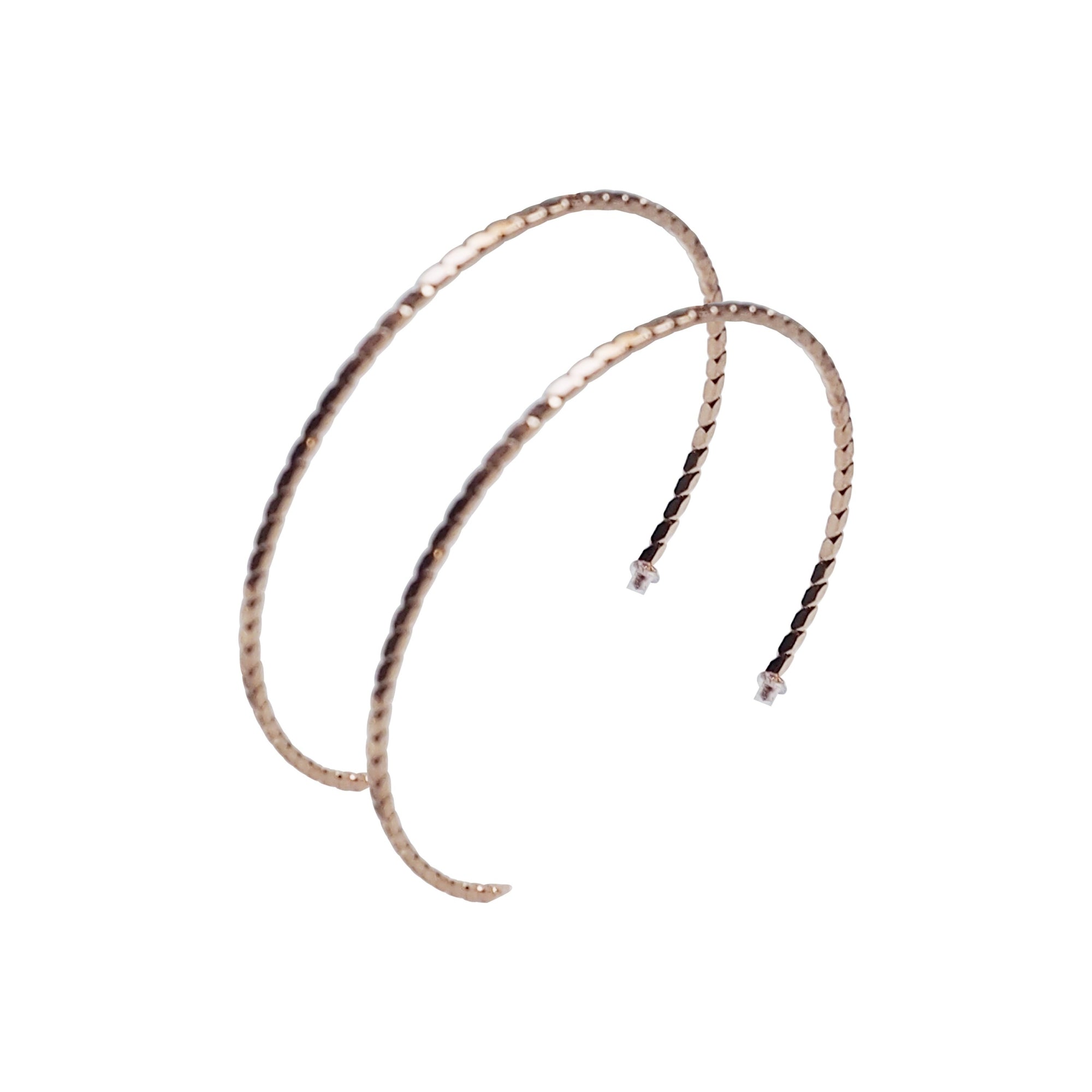 Rose Gold Large Thin Invisible Clip On Hoop Earrings - Miyabi Grace