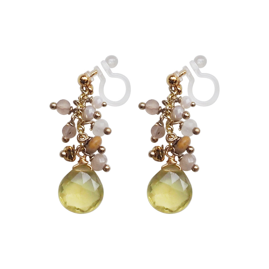 Yellow Chalcedony Invisible Clip On Earrings - Miyabi Grace