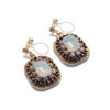 Black and White Opal Rhinestone Square Crystal Invisible Clip on Earrings - miyabigracejewelry.com