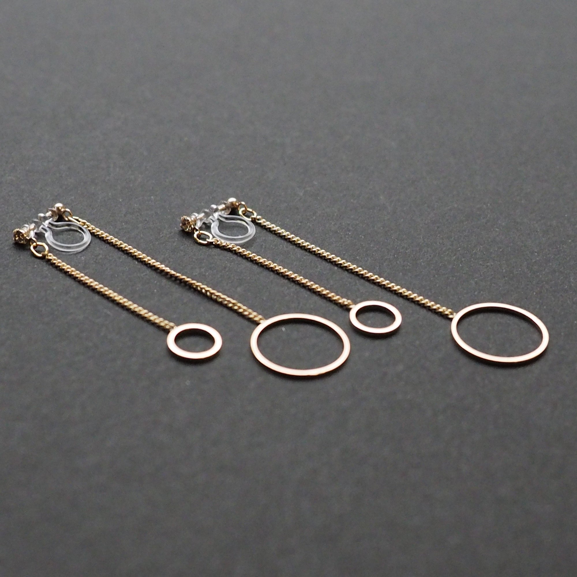 Double sided hoop invisible clip on earrings ( Gold tone ) - miyabigracejewelry.com