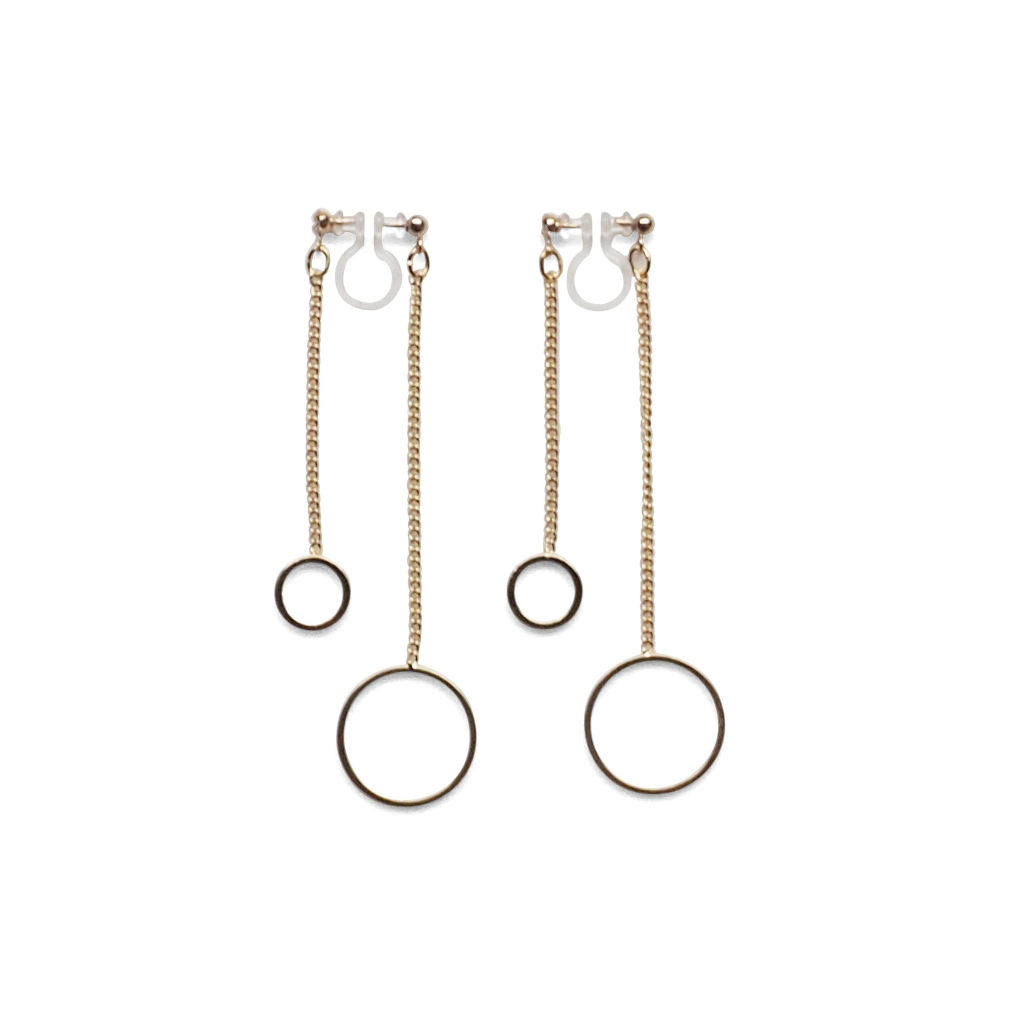 Double sided hoop invisible clip on earrings ( Gold tone ) - miyabigracejewelry.com