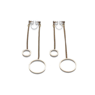Double sided hoop invisible clip on earrings ( Gold tone ) - miyabigracejewelry.com